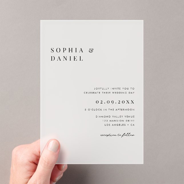 Invitations En Acrylique Mariage figé à budget standard simple (In situ (ordinateur de poche))