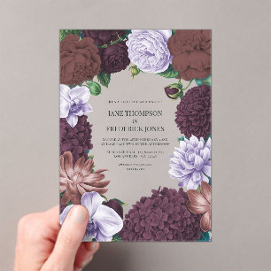 Invitations En Acrylique Mariage Figue Sauvage, Rose Cacao et Lavande Douce