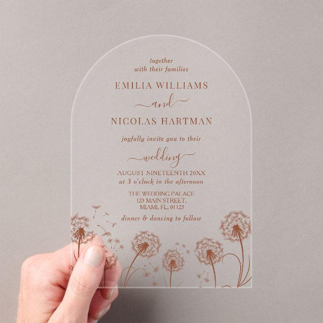 Invitations En Acrylique Mariage Fleur de Champ Rustique  (In situ (ordinateur de poche))