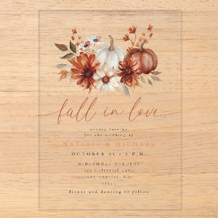 Invitations En Acrylique Mariage Fleur de Citrouille Terracotta Coup de Fou