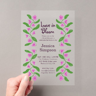 Invitations En Acrylique Mariage Fleur Rose en Fleur