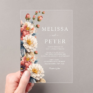 Invitations En Acrylique Mariage fleur sauvage