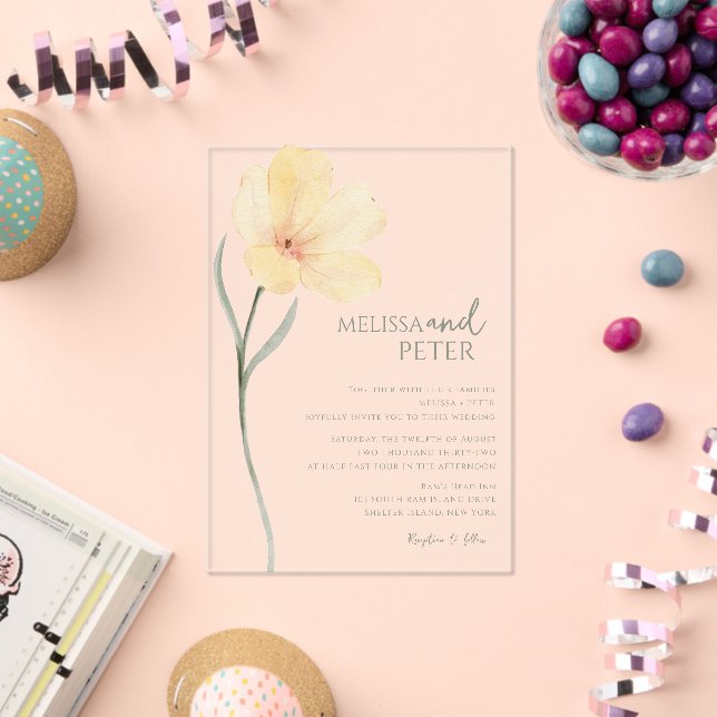 Invitations En Acrylique Mariage fleur sauvage (Insitu (Célébration))