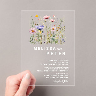 Invitations En Acrylique Mariage fleur sauvage