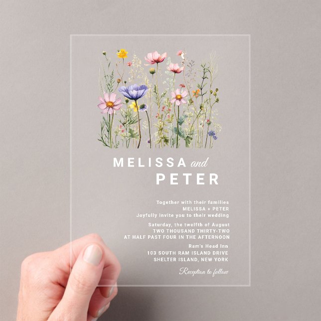 Invitations En Acrylique Mariage fleur sauvage (In situ (ordinateur de poche))