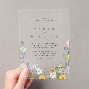 Invitations En Acrylique Mariage fleur sauvage