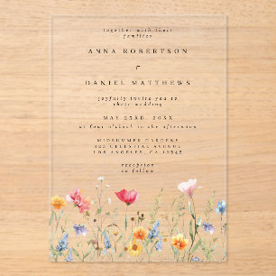 Invitations En Acrylique Mariage Fleur sauvage aquarelle