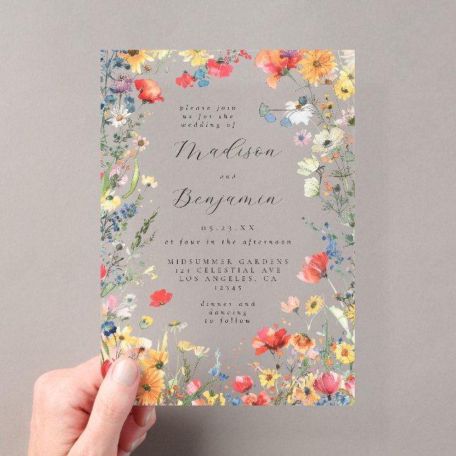 Invitations En Acrylique Mariage Fleur Sauvage Audacieuse (In situ (ordinateur de poche))