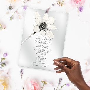 Invitations En Acrylique Mariage Fleur sauvage blanc