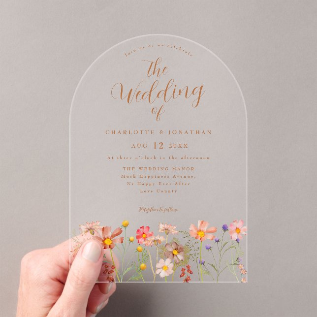 Invitations En Acrylique Mariage Fleur sauvage Boho (In situ (ordinateur de poche))