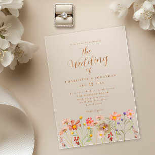 Invitations En Acrylique Mariage Fleur sauvage Boho