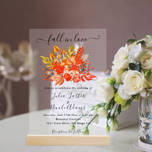 Invitations En Acrylique Mariage Fleur Sauvage Champignon Boisée Automne