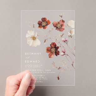 Invitations En Acrylique Mariage Fleur sauvage d'automne