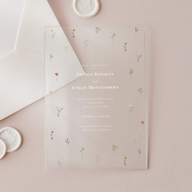 Invitations En Acrylique Mariage Fleur sauvage Leander (Créateur téléchargé)