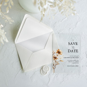 Invitations En Acrylique Mariage Fleur sauvage Orange Brûlé Enregistrer La