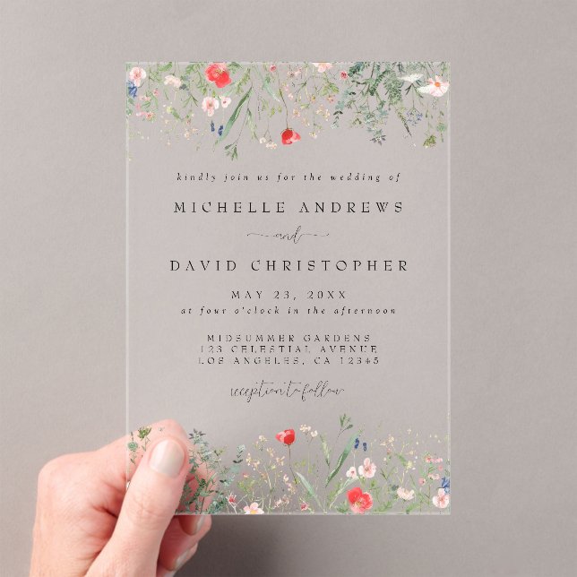 Invitations En Acrylique Mariage Fleur sauvage romantique (In situ (ordinateur de poche))