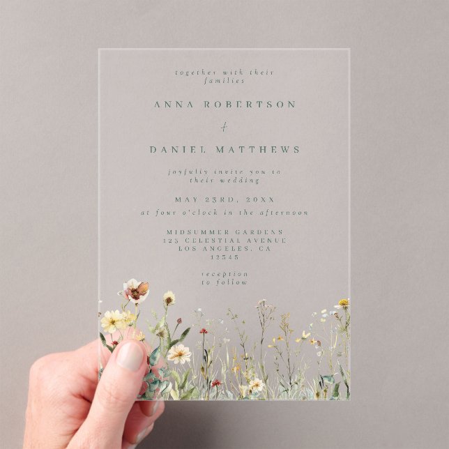 Invitations En Acrylique Mariage Fleur sauvage rustique (In situ (ordinateur de poche))