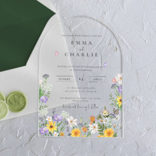 Invitations En Acrylique Mariage Fleur sauvage Spring Boho
