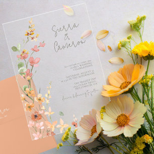 Invitations En Acrylique Mariage Fleur sauvage Sunny Transparent ID1023