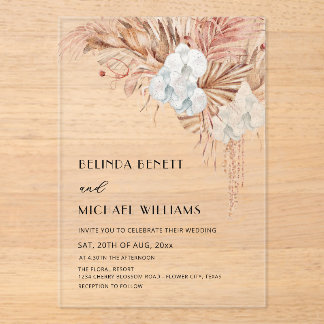 Invitations En Acrylique Mariage Fleurs Aquarelle Boho