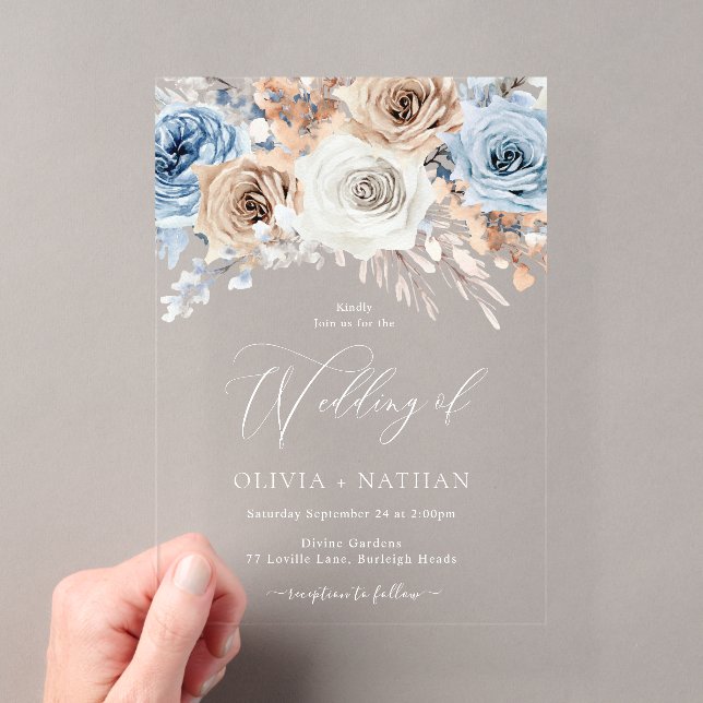 Invitations En Acrylique Mariage Fleurs Boho (In situ (ordinateur de poche))