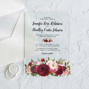 Invitations En Acrylique Mariage Fleurs Bourgeois Bourgogne
