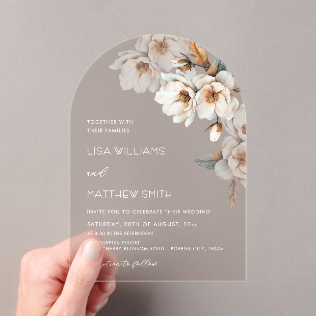 Invitations En Acrylique Mariage Fleurs Terracotta Beige (In situ (ordinateur de poche))