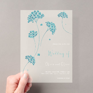 Invitations En Acrylique Mariage Fleurs Turquoise Mignonnes