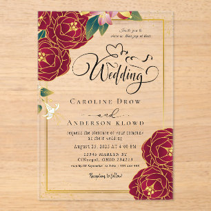 Invitations En Acrylique Mariage Floral