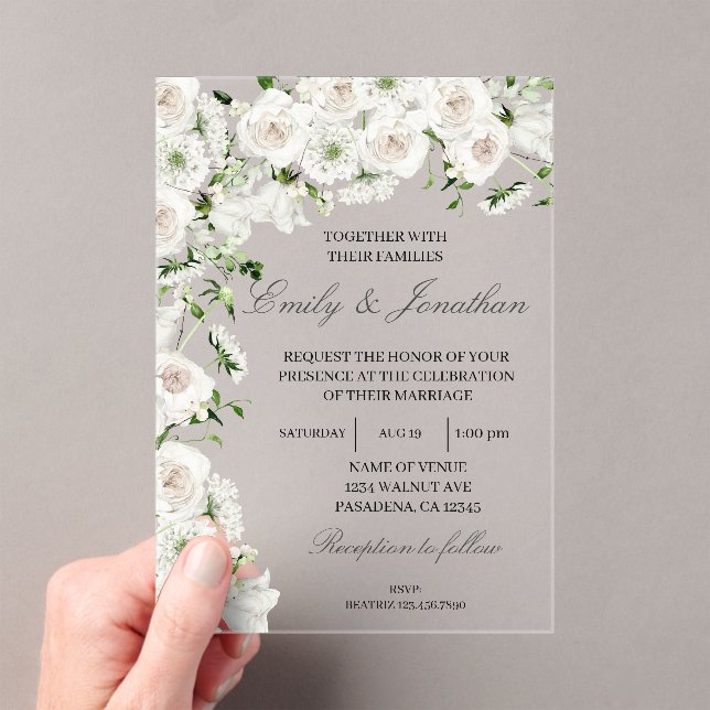 Invitations En Acrylique Mariage floral  (In situ (ordinateur de poche))