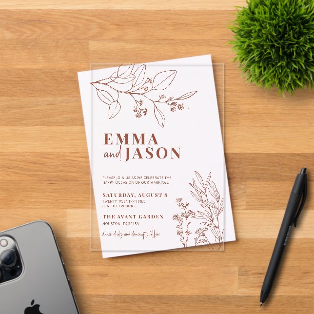 Invitations En Acrylique Mariage floral (Insitu (Carte d'invitation))