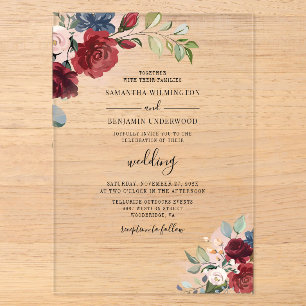 Invitations En Acrylique Mariage Floral Aquarelle