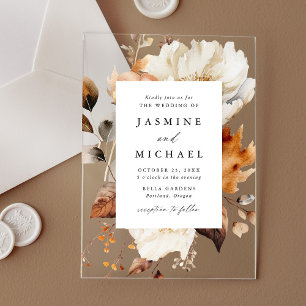 Invitations En Acrylique Mariage Floral Automnal Rustique