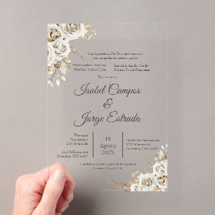 Invitations En Acrylique Mariage Floral Bohème Espagnol