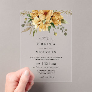 Invitations En Acrylique Mariage Floral Bohème Rustique Moderne