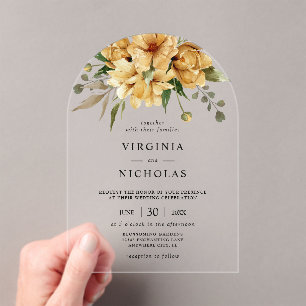Invitations En Acrylique Mariage Floral Bohème Rustique Moderne