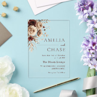 Invitations En Acrylique Mariage Floral Bohème Vintage