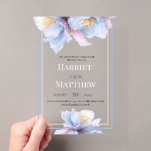 Invitations En Acrylique Mariage Floral Botanique Pastel Artistique