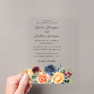 Invitations En Acrylique Mariage Floral Botanique Rustique