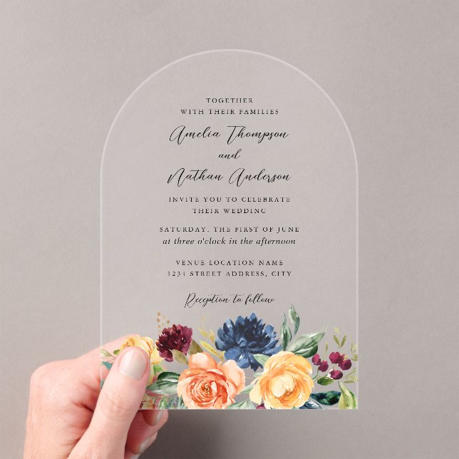 Invitations En Acrylique Mariage Floral Botanique Rustique Arche (In situ (ordinateur de poche))