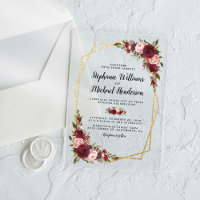 Mariage Floral Bourgogne Géométrique Or