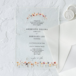 Invitations En Acrylique Mariage floral coloré