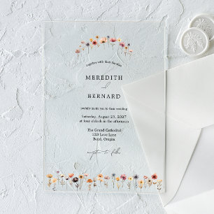 Invitations En Acrylique Mariage floral coloré simple