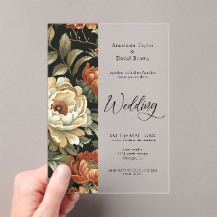 Invitations En Acrylique Mariage floral d'argile d'automne
