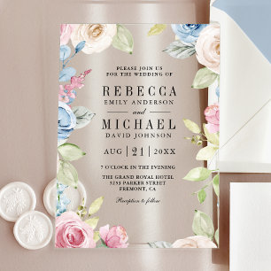 Invitations En Acrylique Mariage Floral de Printemps Douce