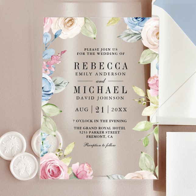 Invitations En Acrylique Mariage Floral de Printemps Douce (Créateur téléchargé)