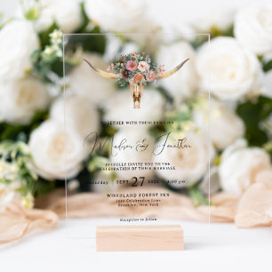 Invitations En Acrylique Mariage Floral de Style Bohème Campagnard