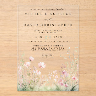 Invitations En Acrylique Mariage floral délicieux