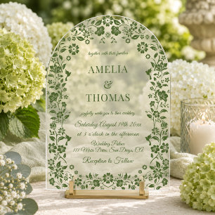 Invitations En Acrylique Mariage Floral Élégant au Citron