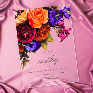 Invitations En Acrylique Mariage Floral Élégant Humeur Vibrant Récolte